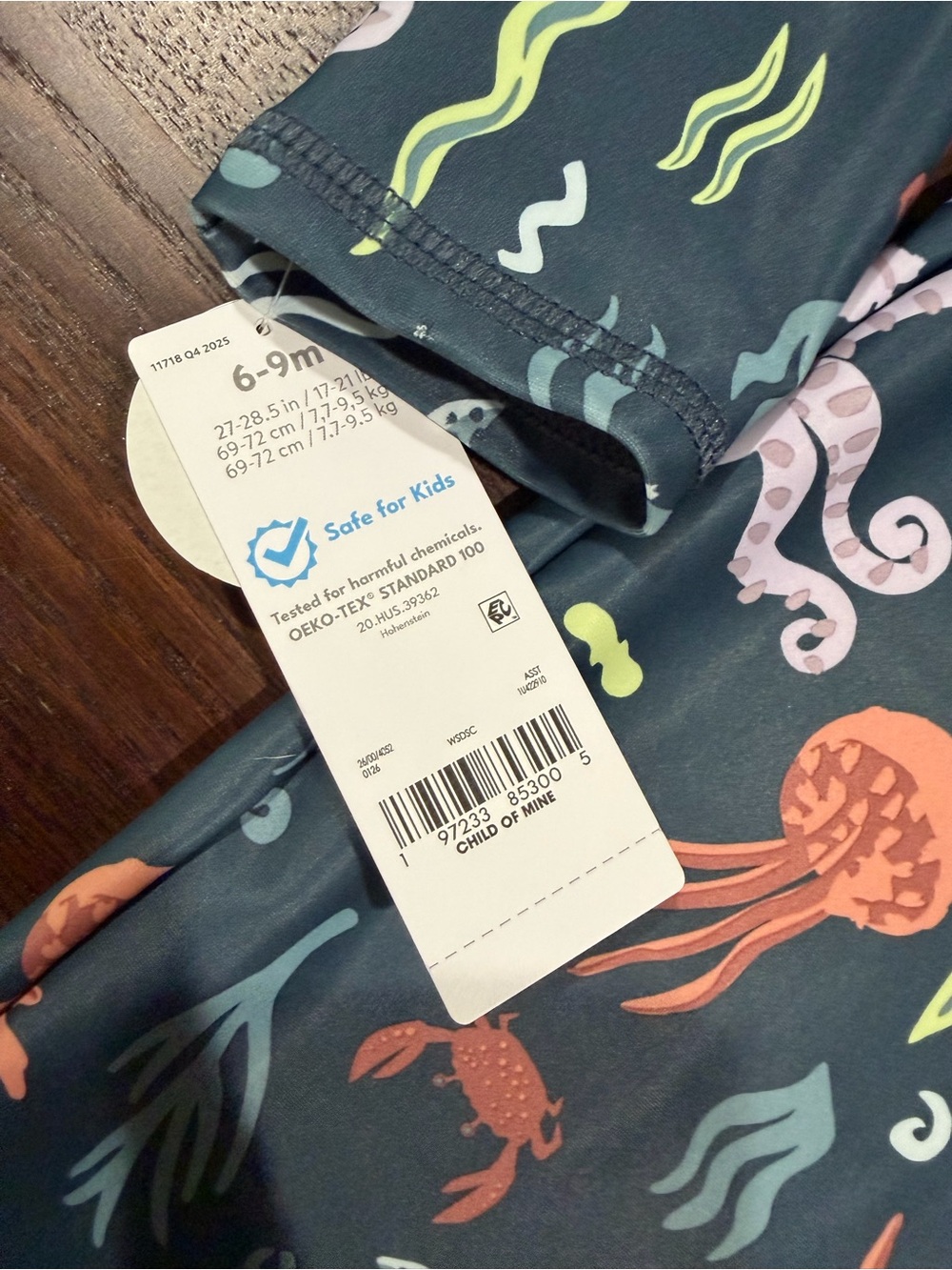 Ocean Sea Life Rash Guard Swimsuit - Size: 6-9M (NEW) - Picture 4 of 6
